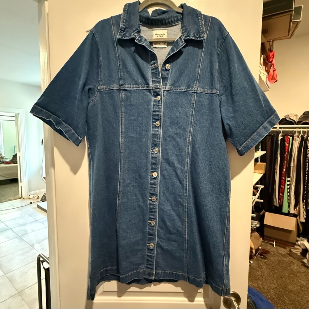 Abercrombie & Fitch Denim Blue Button-Up Shirt dress